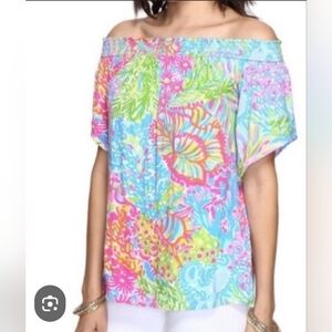 Lilly Pulitzer Sain Colorful Off-Shoulder Blouse